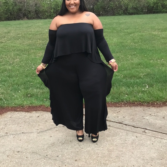 Side Ruffle Jumpsuit - Black - Picture 3 of 3